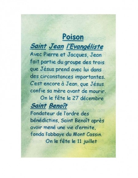 Carte de prière à votre Saint Patron - Poison