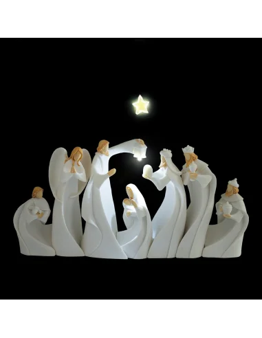 crèche-de-noël-moderne-blanche-résine