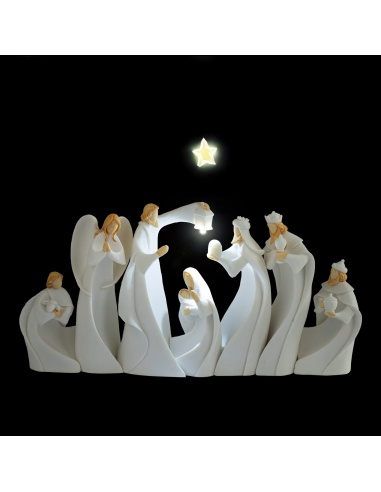 Moderne weiße Weihnachtskrippe - Harz