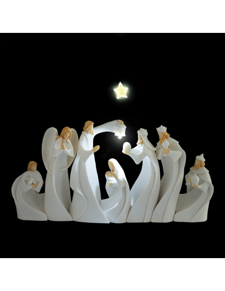 crèche-de-noël-moderne-blanche-résine