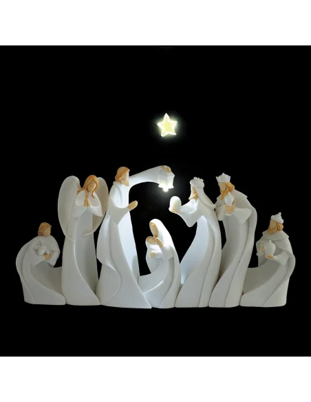 crèche-de-noël-moderne-blanche-résine