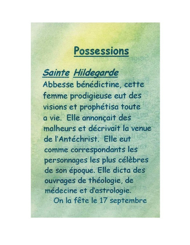 Possession prayer card – St Hildegard – French text