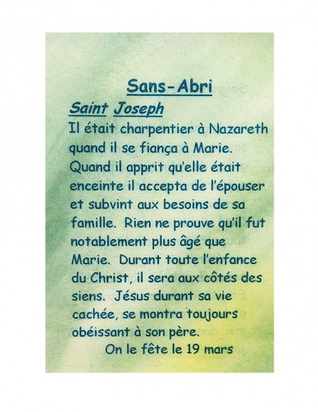 Gebedskaart voor uw patroonheilige - Daklozen