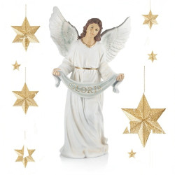 Statue Ange Gloria en résine blanche et dorée – 100 cm