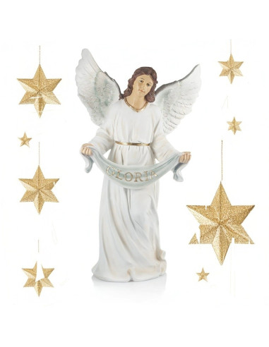 Engel Gloria Statue aus Kunstharz, weiß und goldfarben – 100 cm