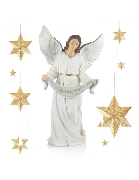 Statue Ange Gloria en résine blanche et dorée – 100 cm
