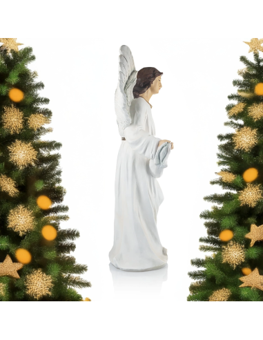 Statue Ange Gloria en résine blanche et dorée – 100 cm