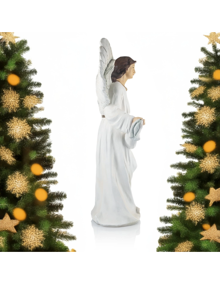 Gloria Angel Statue in White Resin with Gold Details – 100 cm