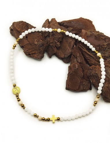 Pulsera elástica de acero con la Medalla de San Benito