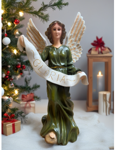 Engel Gloria in groene jurk – Religieus beeld 70 cm