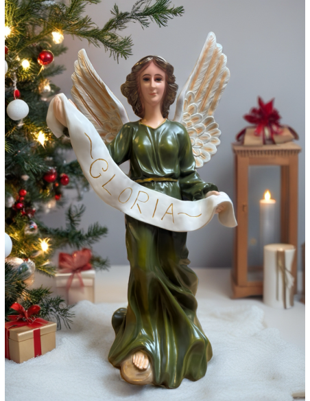 Angelo Gloria con abito verde – Statua religiosa 70 cm