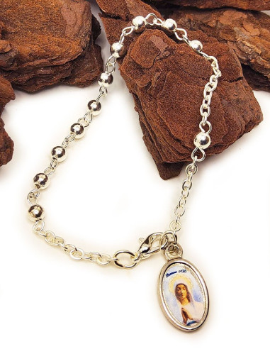 Pulsera rosario Banneux N.D en metal plateado