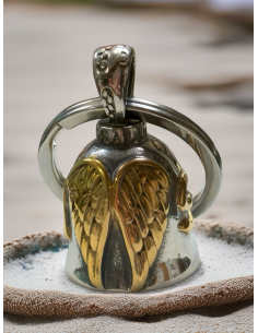 Motorcycle Guardian Bell Keychain – Angel Wings Stainless Steel