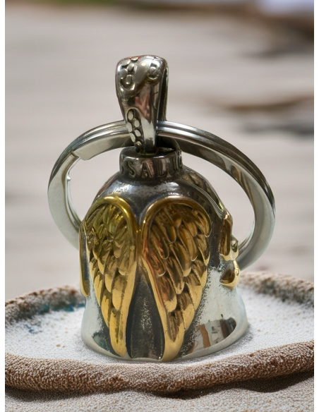 Motorcycle Guardian Bell Keychain – Angel Wings Stainless Steel