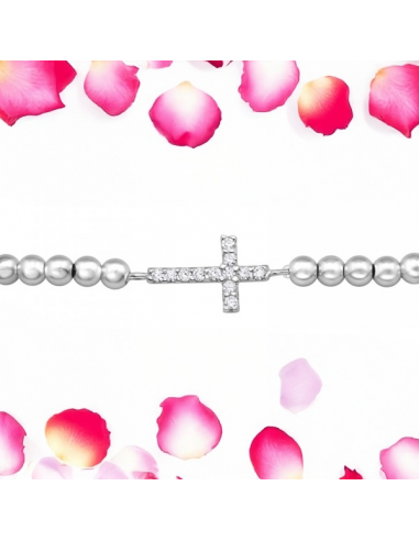 Bracelet Croix Zircon Cubique – Argent 925 élégant