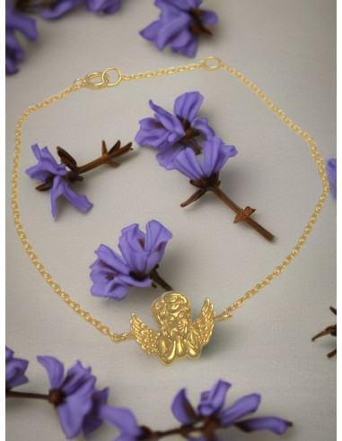 Bracciale angelo in preghiera – argento 925 placcato oro