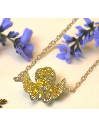 Bracelet ange en prière – argent 925 plaqué or