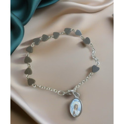 Bracciale decina di Banneux con cuori in ematite