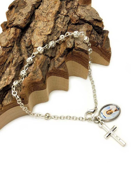 Bracciale rosario Banneux N.D – Perle rotonde argentate
