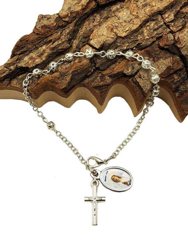 Bracelet dizainier Banneux – Vierge des Pauvres et crucifix
