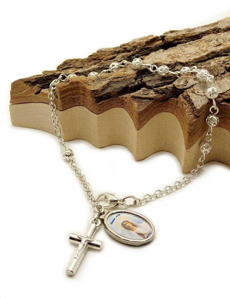 Banneux N.D Rosenkranz-Armband – Silberne Perlen