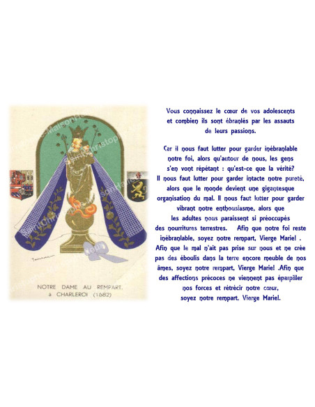 Sticker voor noveenkaars met gebed - Onze-Lieve-Vrouw aan de vestingmuur