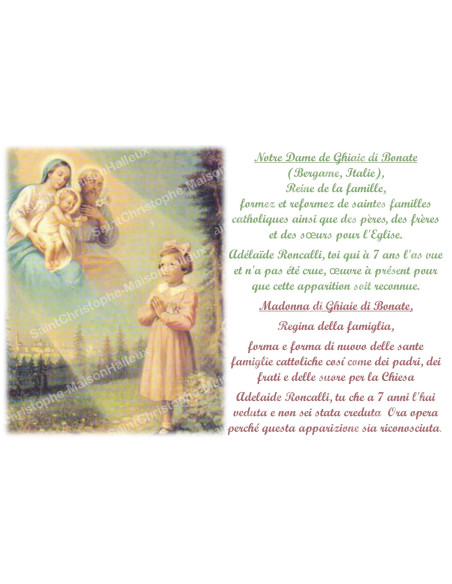 Adesivo per candela votiva con preghiera - Madonna di Ghiaie di Bonate