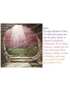 Pegatina para vela de novena con oración - Las 15 estaciones del Vía Crucis