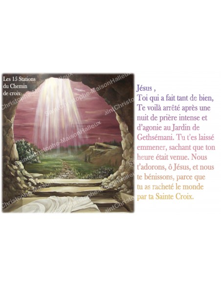 Adesivo per candela votiva con preghiera - Le 15 stazioni della Via Crucis