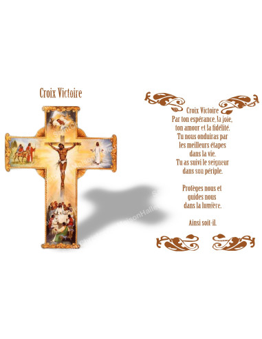 Novena Candle Sticker with Prayer - Victory Cross