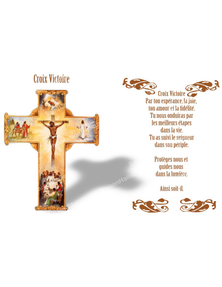Novena Candle Sticker with Prayer - Victory Cross