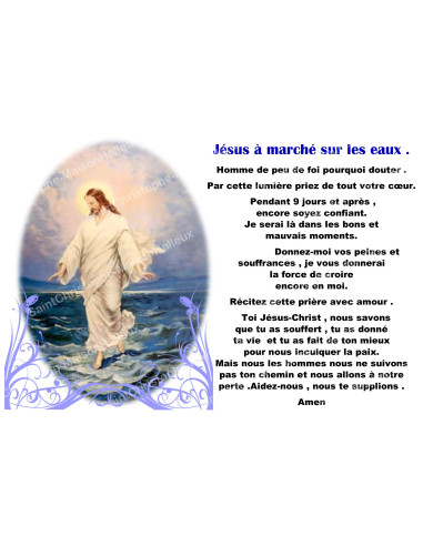 Pegatina para velas de novena con oración - Jesús camina sobre las aguas - Lote de 10