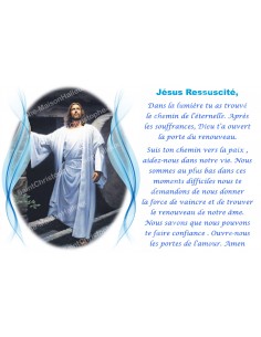 Autocollant bougie de neuvaine avec prière - Jésus ressuscité
