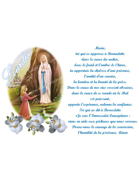 Adesivo per candela votiva con preghiera - Nostra Signora di Lourdes