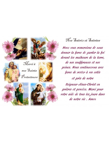 Pegatina para velas de novena con oración - Gracias a nuestros santos protectores