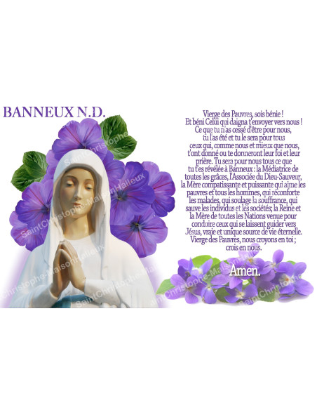 Aufkleber für Novenenkerze mit Gebet - Banneux N.D. violettes