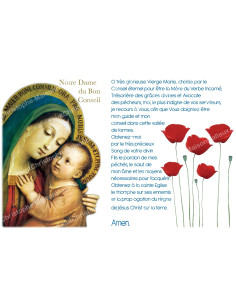 Novena candle sticker with prayer - Our Lady of Good Counsel