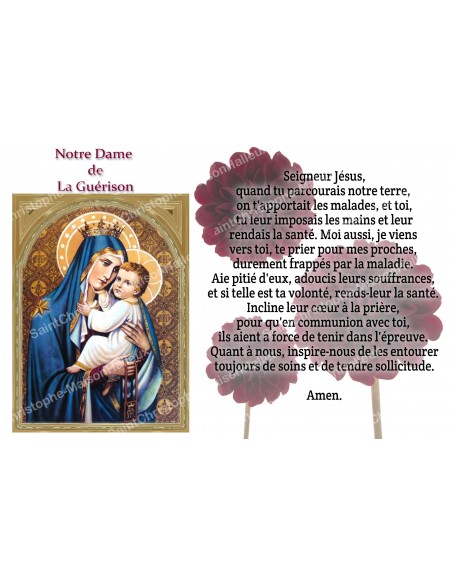 Novena candle sticker with prayer - Our Lady of Healing