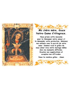 Sticker voor noveenkaars met gebed - Onze-Lieve-Vrouw van Altagrace
