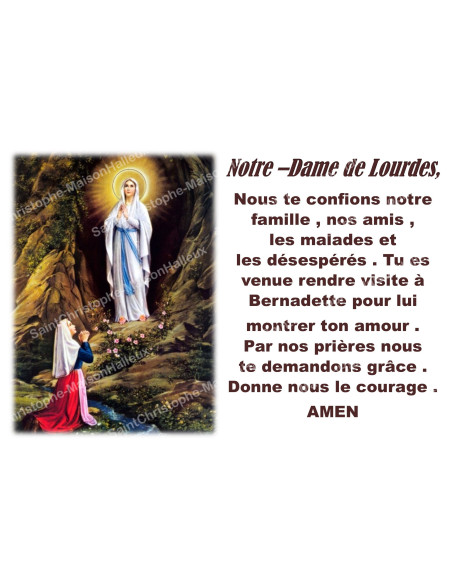 Autocollant bougie de neuvaine avec prière - Notre Dame de Lourdes 1