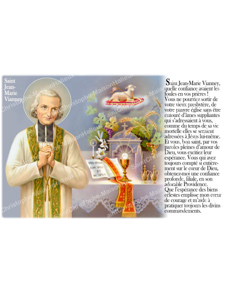 Adesivo per candela votiva con preghiera - San Giovanni Maria Vianney