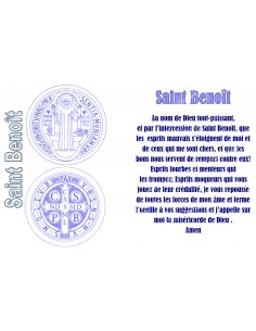 Sticker voor noveenkaars met gebed - Medaille van Sint-Benedictus