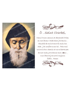 Autocollant bougie de neuvaine avec prière - Saint Charbel