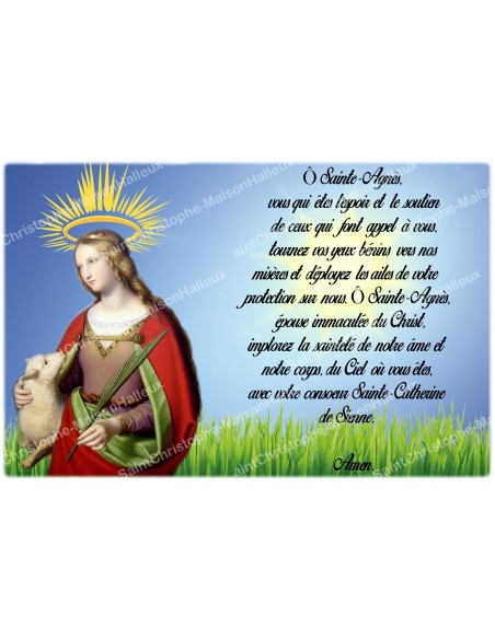 Autocollant bougie de neuvaine avec prière - Sainte Agnès