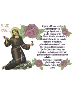 Novena candle sticker with prayer - Saint Rosalie