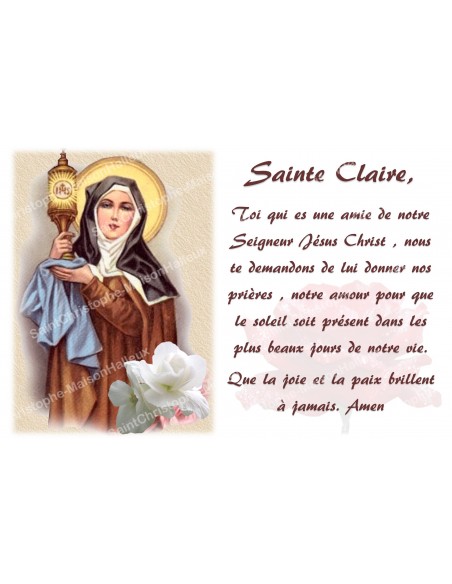 Novena candle sticker with prayer - Saint Clare