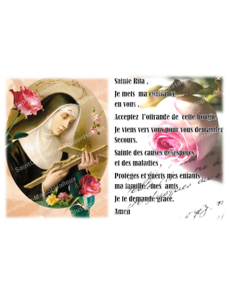 Novena candle sticker with prayer - Saint Rita 3