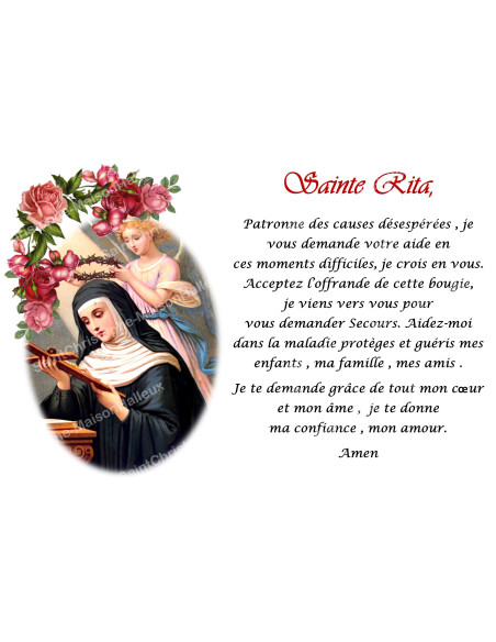 Adesivo per candela votiva con preghiera - Santa Rita 1
