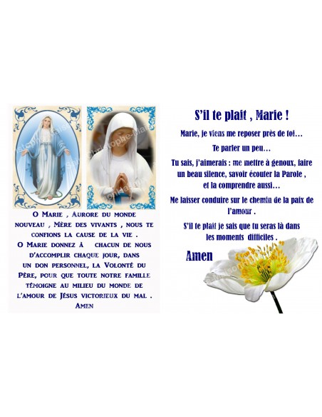 Pegatina para velas de novena con oración - Virgen Milagrosa y Banneux - Lote de 10