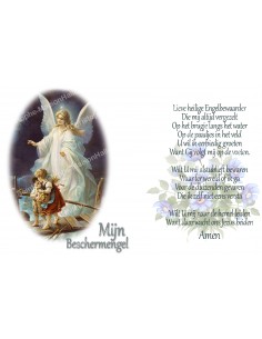 Novena candle sticker with prayer - My Guardian Angel - Blue flowers